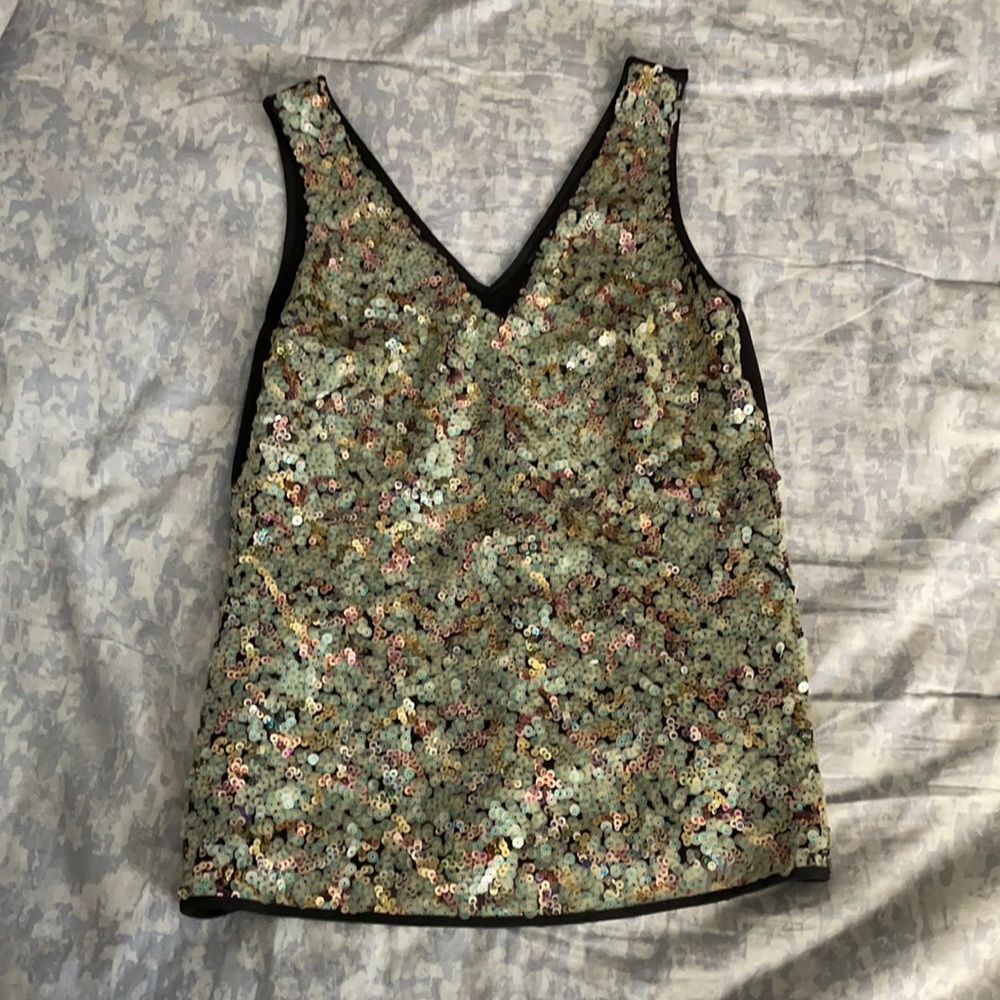 Gold and black sequin top